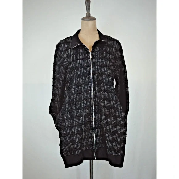 NWT Sassy #12302 Black/Grey Zip Jacquard Jacket #0220 BOUTIQUE Medium - Picture 3 of 9